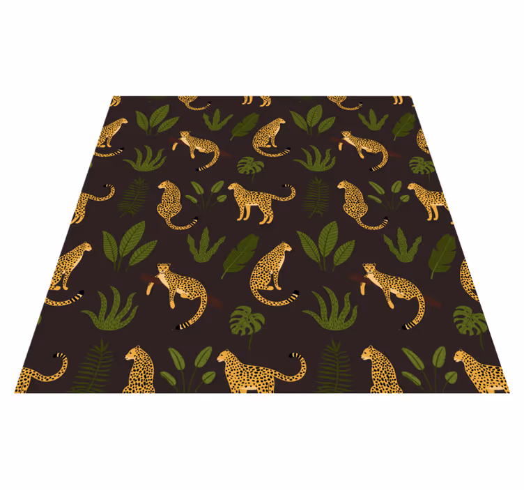Dieren vinyl tapijt donker botanisch en wild luipaardpatroon - TenStickers