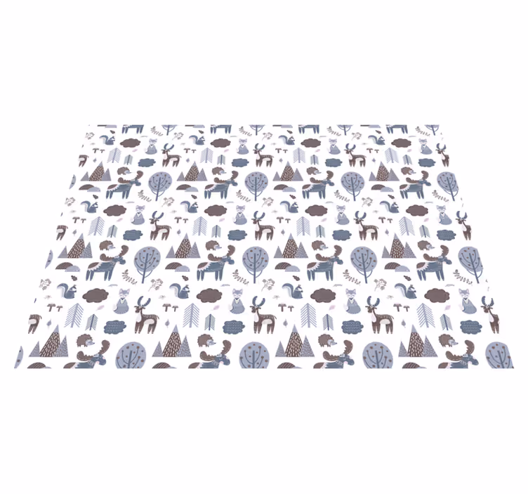 Dieren vinyl tapijt nordic grijze dieren - TenStickers