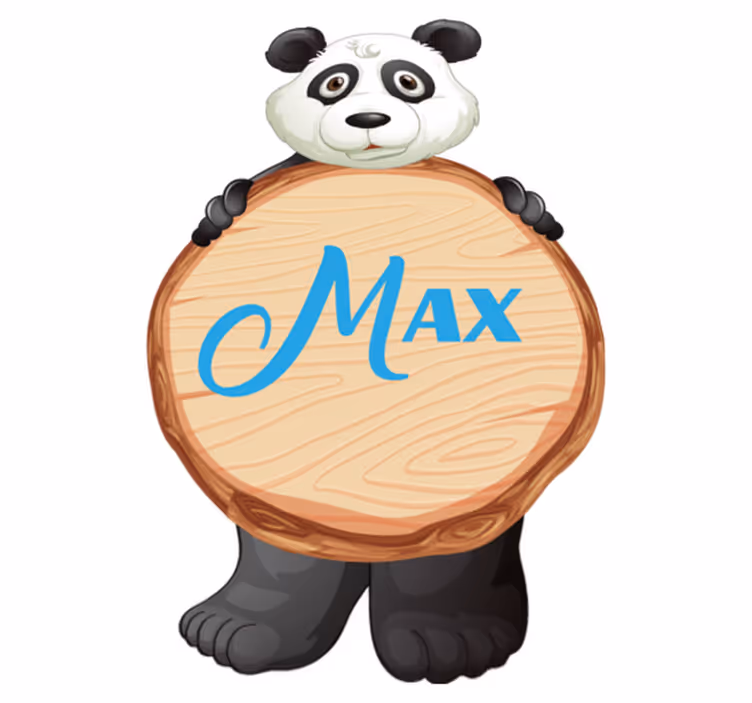 Dieren vinyl tapijt panda met naam - TenStickers