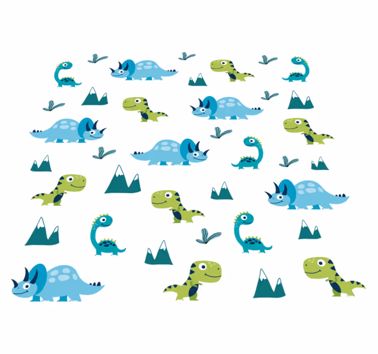 Dieren vinyl tapijt nordic dinosaurussen bergset - TenStickers
