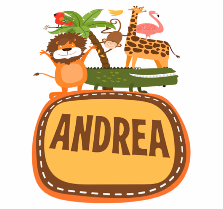 Dieren vinyl tapijt jungle boomdieren met naam - TenStickers