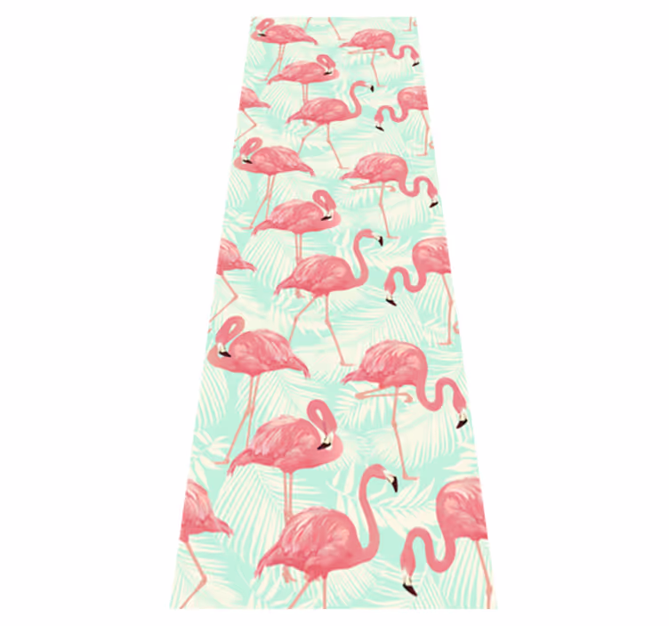 Dieren vinyl tapijt getekende roze flamingo's - TenStickers