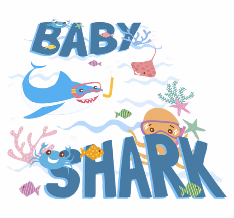 Dieren vinyl tapijt babyblauwe haai - TenStickers