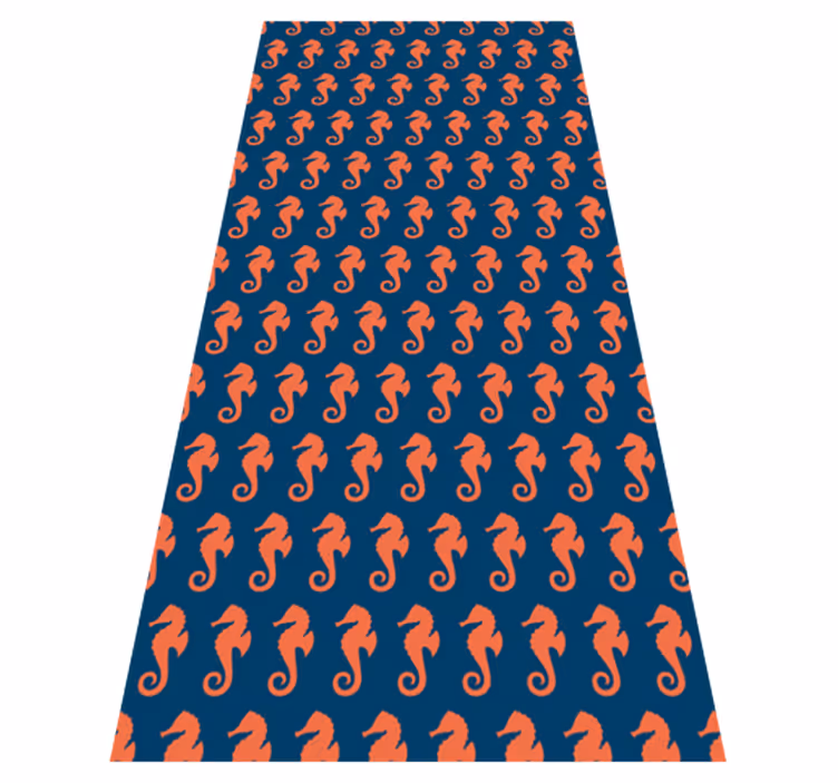 Dieren vinyl tapijt patroon van oranje zeepaardjes - TenStickers