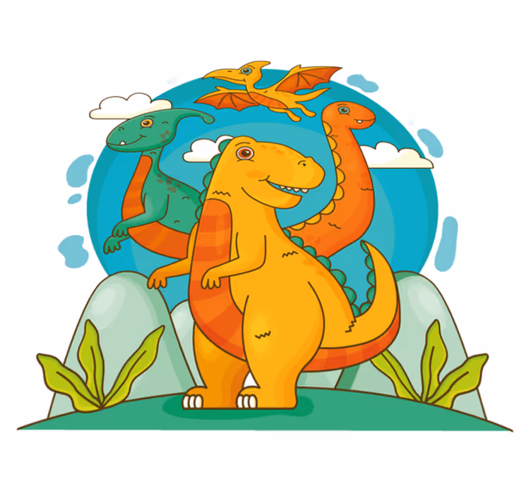Dieren vinyl tapijt dinosaurussen in de jungle - TenStickers