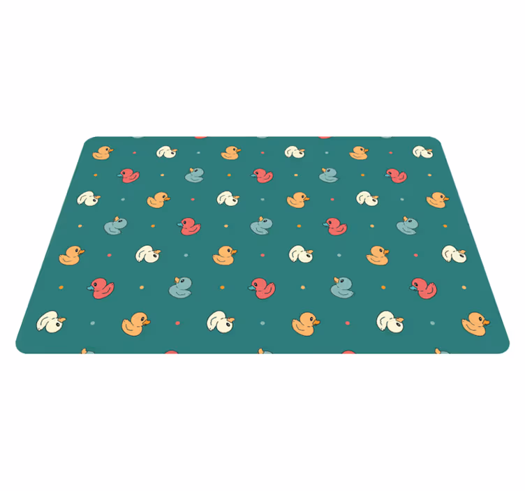 Dieren vinyl tapijt met gekleurde rubberen eendjes - TenStickers