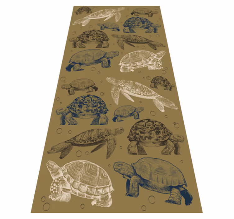 Dieren vinyl tapijt met een beige achtergrond schildpadden - TenStickers
