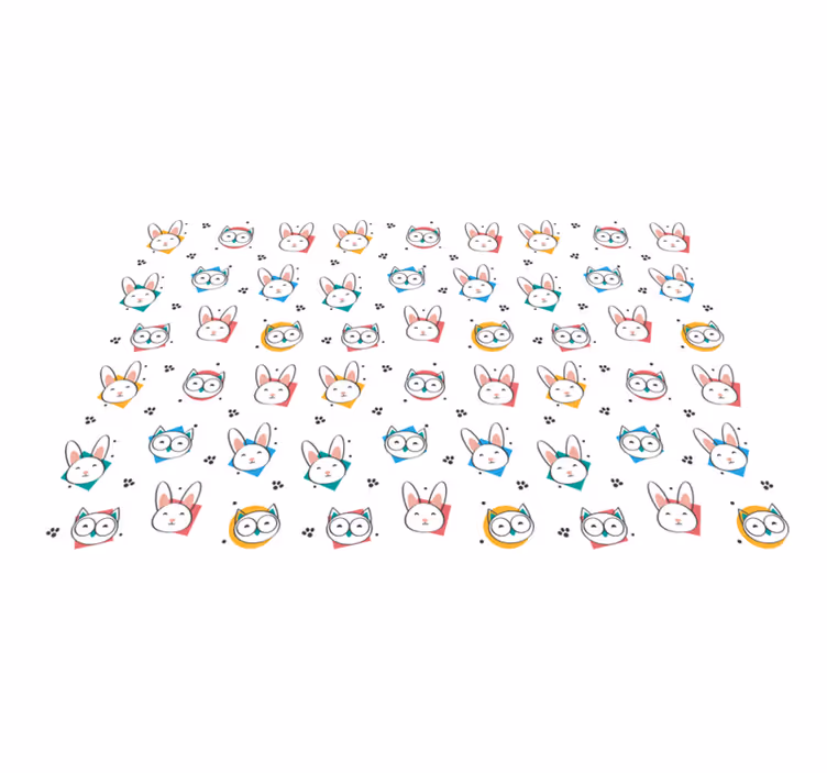 Dieren vinyl tapijt uil en konijn patroon - TenStickers