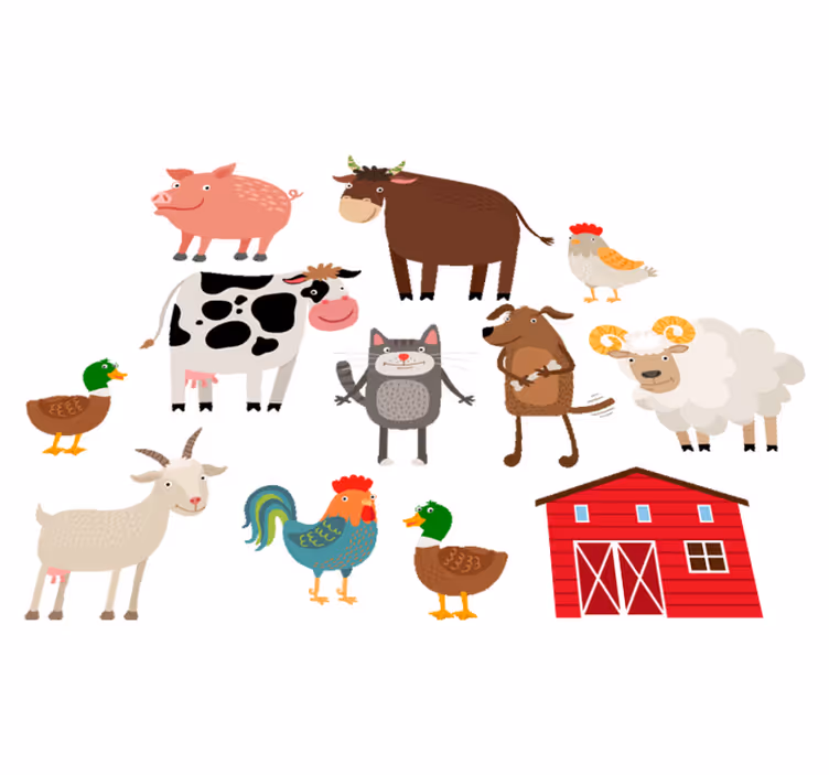 Dieren vinyl tapijt boerderij set - TenStickers