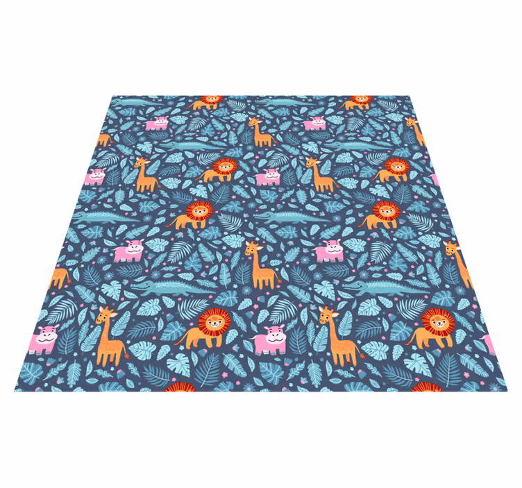 Dieren vinyl tapijt met verschillende jungle dieren ontwerp - TenStickers