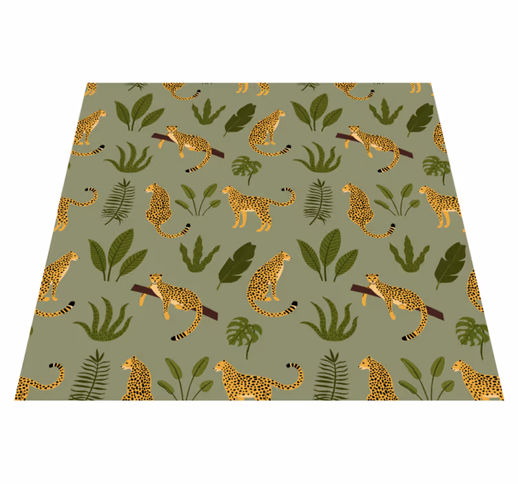 Dieren vinyl tapijt met bloemenjungle luipaarddesign - TenStickers