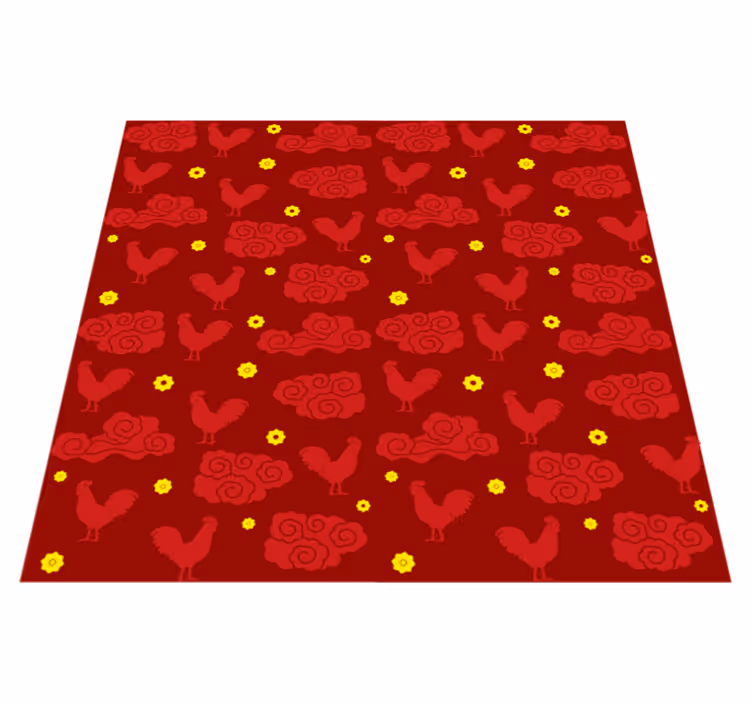 Dieren vinyl tapijt met kippenpatroon in chinese stijl - TenStickers