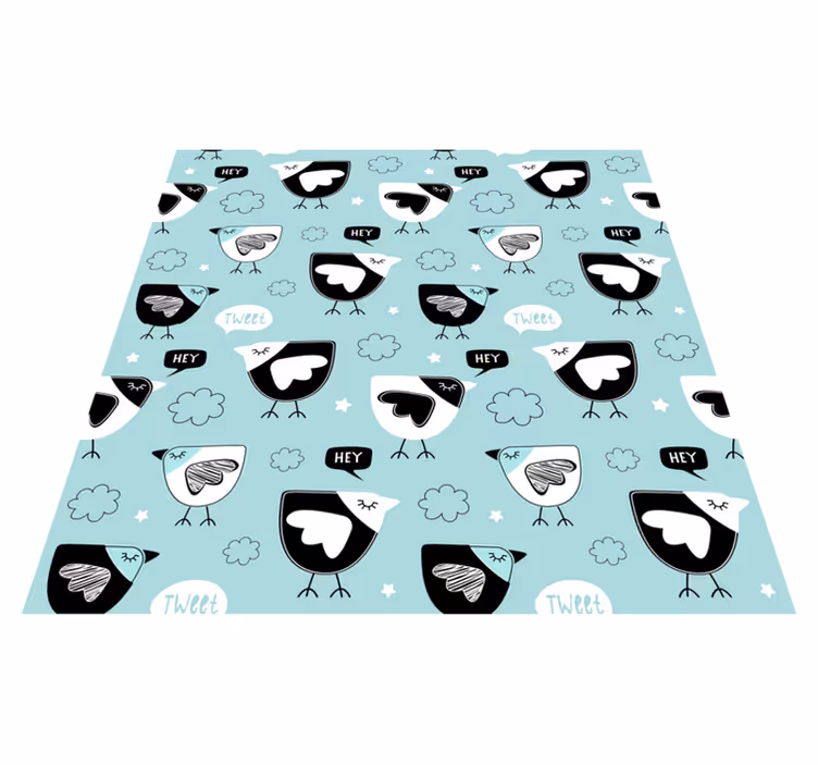 Dieren vinyl tapijt zwart kippenpatroon - TenStickers