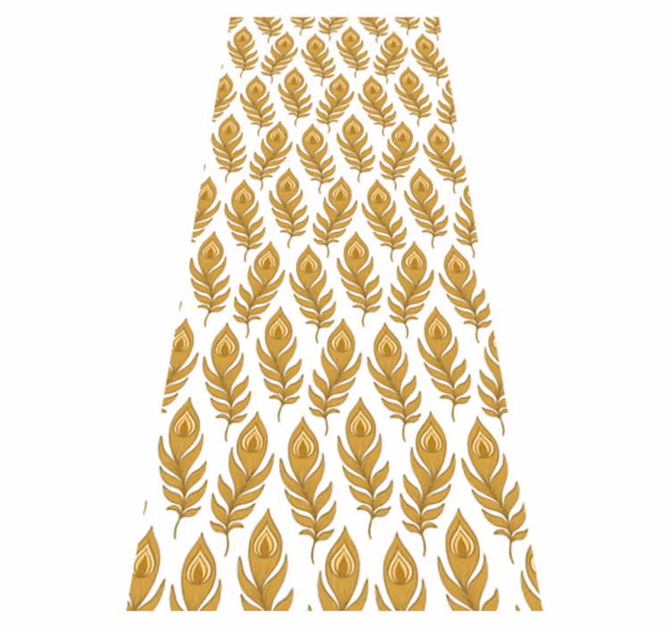 Dieren vinyl tapijt blauwe kalkoen met gouden bloemen - TenStickers