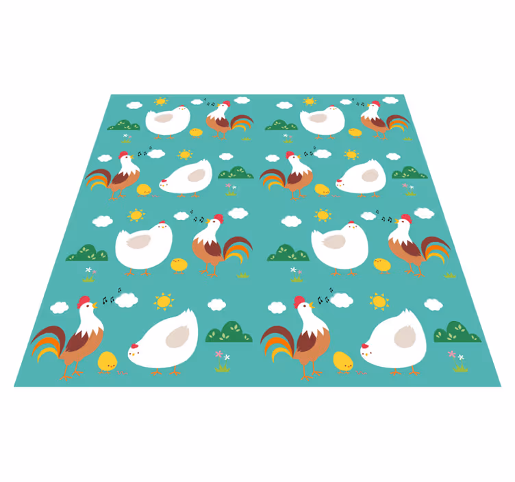 Dieren vinyl tapijt met zingend hanenpatroon - TenStickers