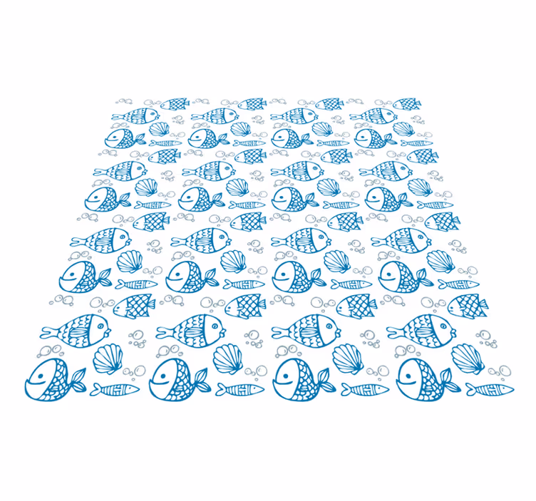 Dieren vinyl tapijt met getekende blauwe vissen - TenStickers