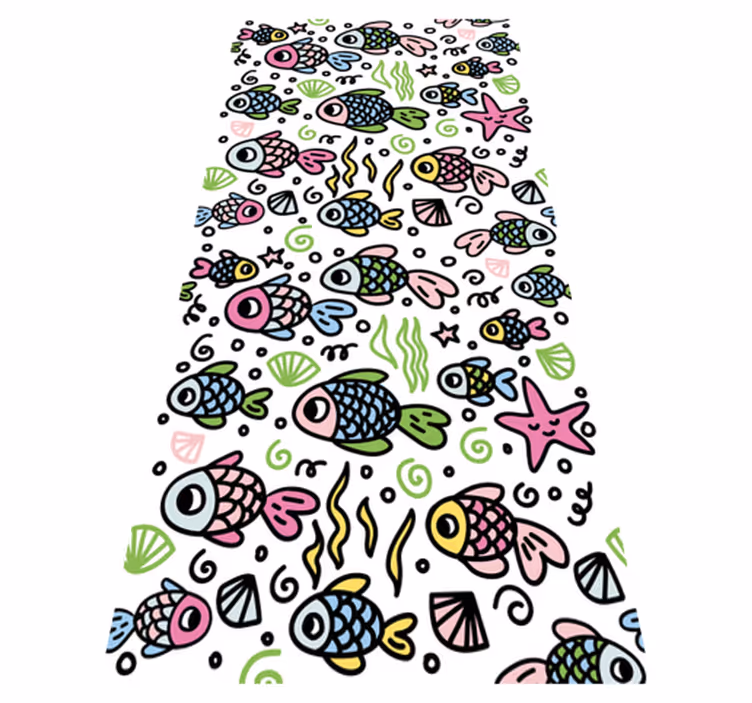Dieren vinyl tapijt met multicolor vissenpatroon - TenStickers