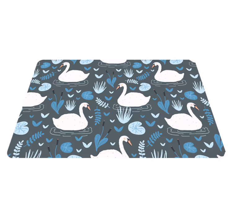 Dieren vinyl tapijt elegant patroon van witte zwanen - TenStickers
