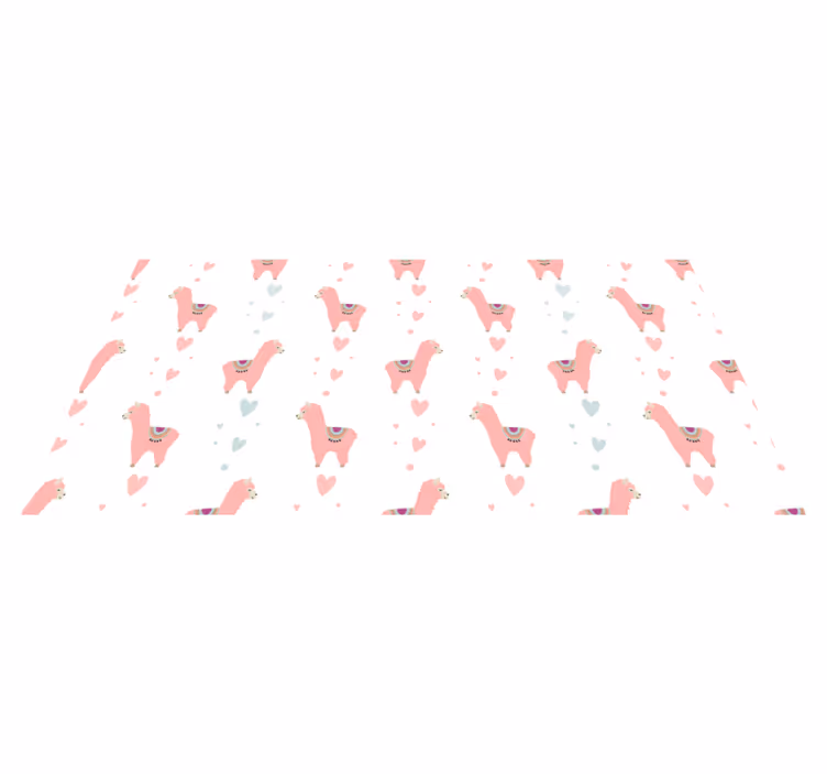 Dieren vinyl tapijt roze lama patroon - TenStickers