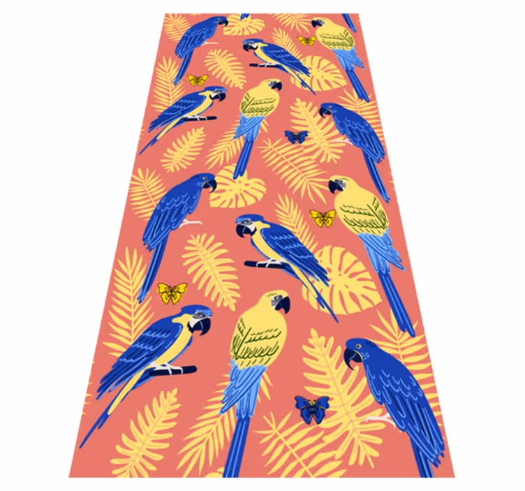 Dieren vinyl tapijt papegaaien en vlinders - TenStickers
