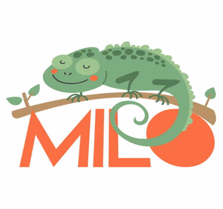 Dieren vinyl tapijt chameleon met naam - TenStickers