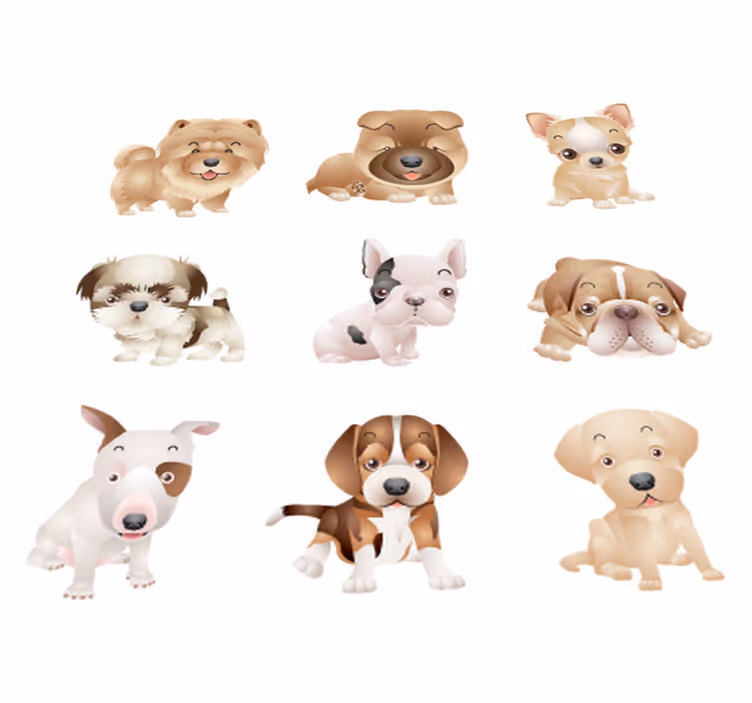 Dieren vinyl tapijt schattige puppy's - TenStickers
