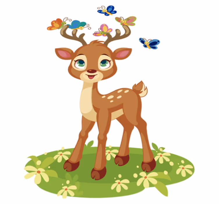 Dieren vinyl tapijt schattig cartoon hert - TenStickers