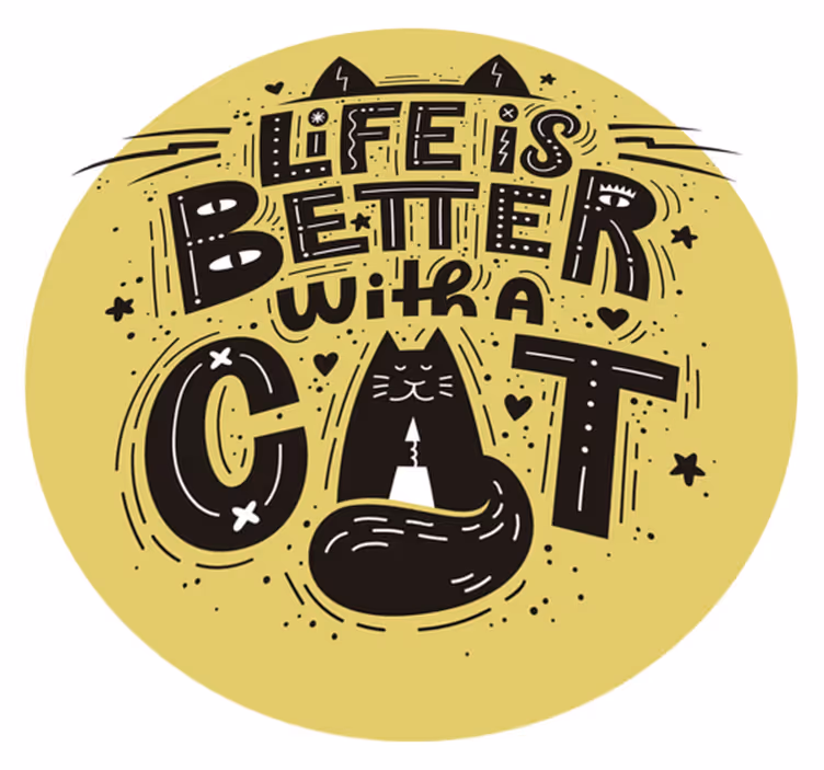 Dieren vinyl tapijt leven is beter met kat - TenStickers