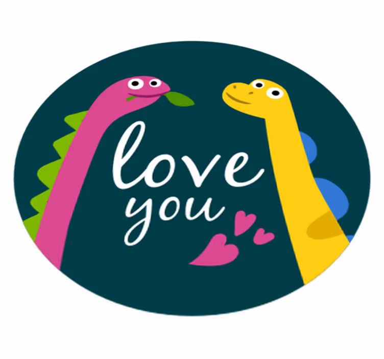 Dieren vinyl tapijt schattige dinosaurus liefde - TenStickers