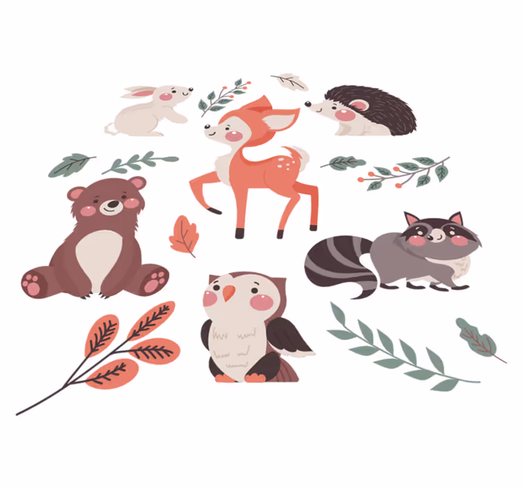 Dieren vinyl tapijt speelse dierenvrienden - TenStickers