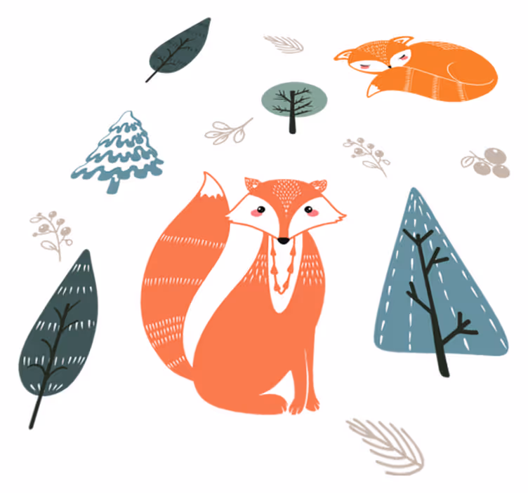 Dieren vinyl tapijt met speelse vos ontwerpen - TenStickers
