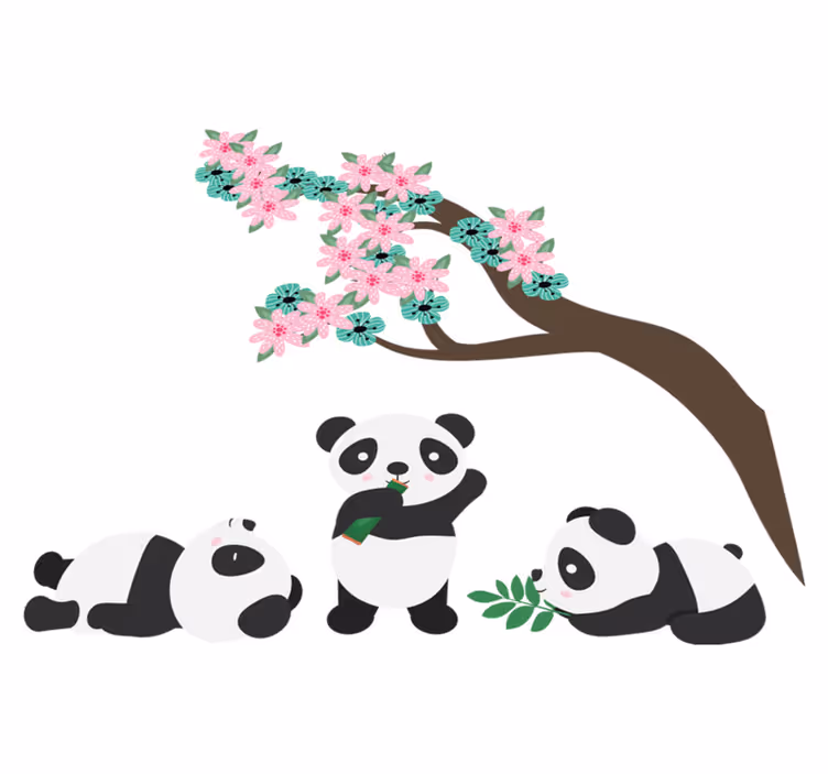 Dieren vinyl tapijt panda clan met een twist - TenStickers