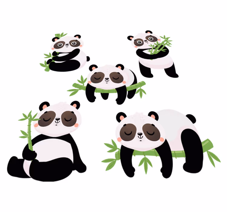 Dieren vinyl tapijt schattige panda illustraties - TenStickers