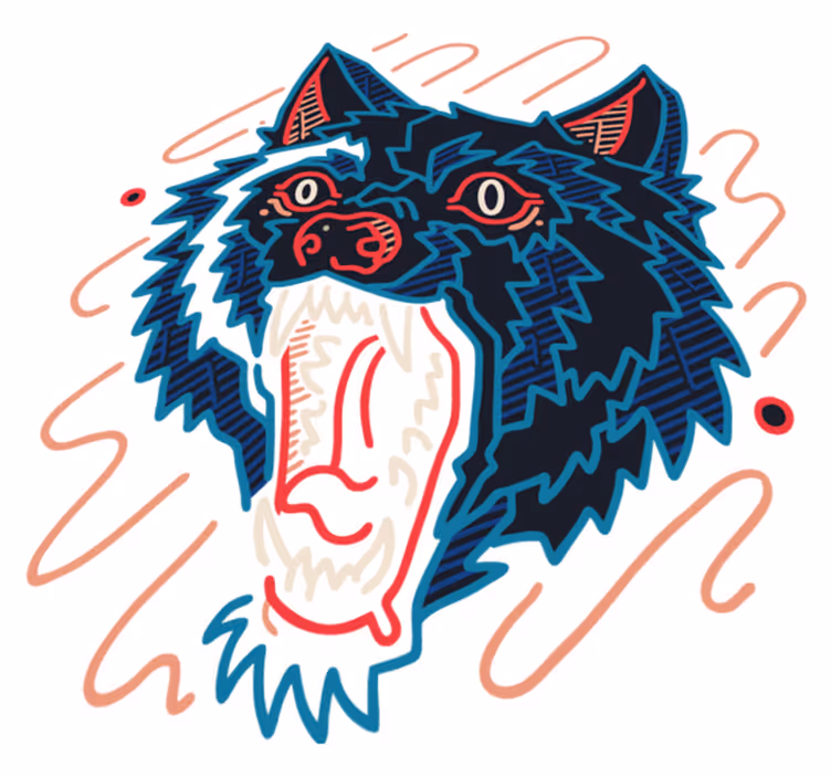 Dieren vinyl tapijt howling wolf grafiek - TenStickers