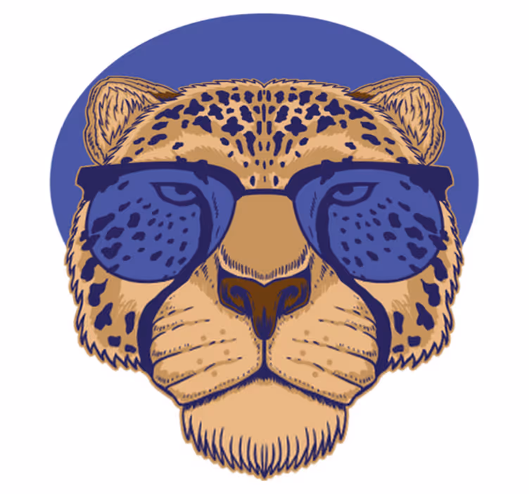 Dieren vinyl tapijt luipaard met bril - TenStickers