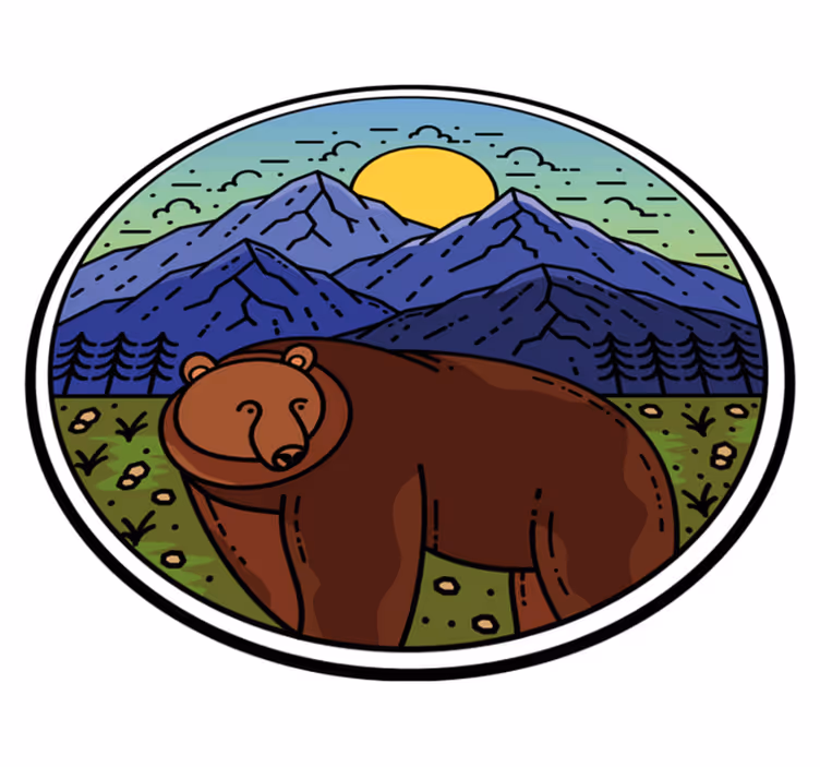 Dieren vinyl tapijt beer in landschap - TenStickers