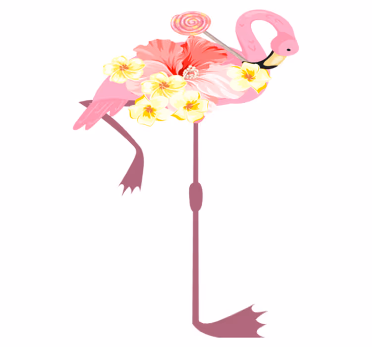 Dieren vinyl tapijt flamingo bloemenontwerp - TenStickers