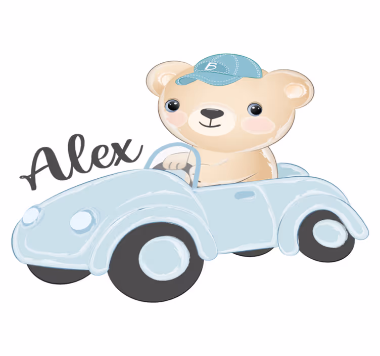 Dieren vinyl tapijt schattige beer chauffeur - TenStickers