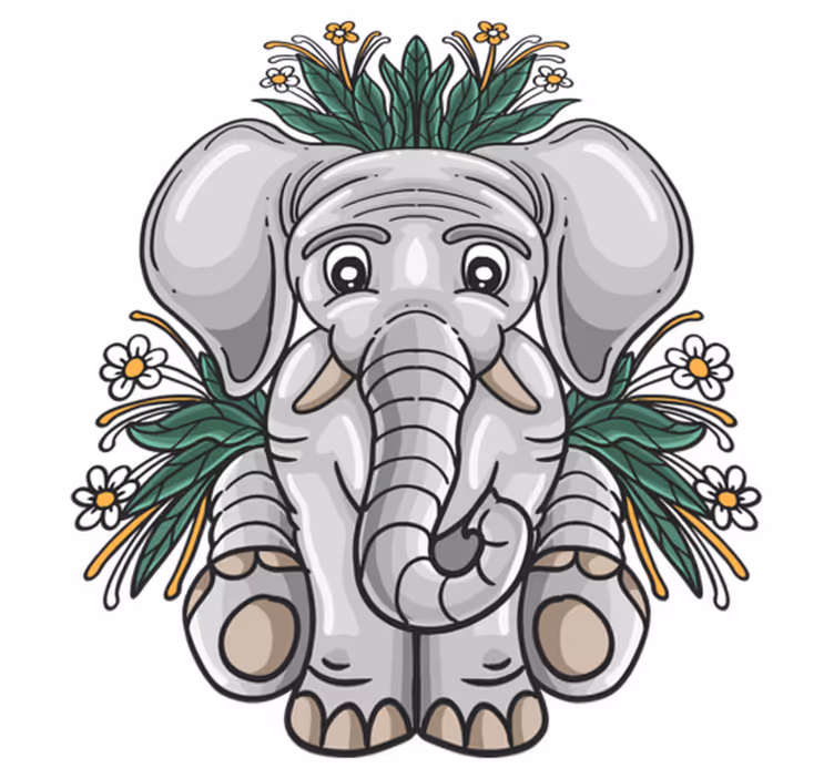 Dieren vinyl tapijt schattige olifantenillustratie - TenStickers
