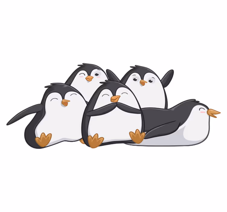 Dieren vinyl tapijt gelukkige pinguïn familie - TenStickers