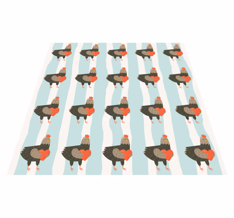 Dieren vinyl tapijt met charmant kippenpatroon - TenStickers