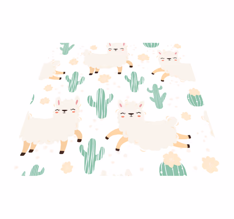 Dieren vinyl tapijt schattige llama's en cactussen - TenStickers