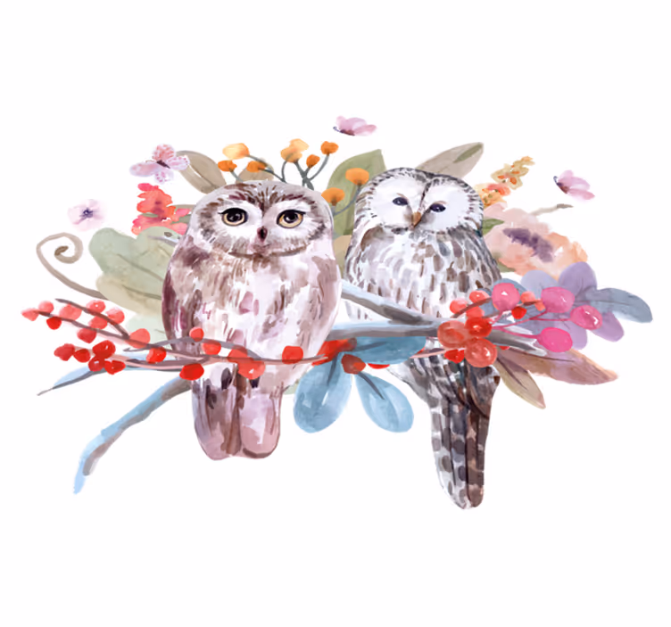 Dieren vinyl tapijt uilen in de natuur - TenStickers