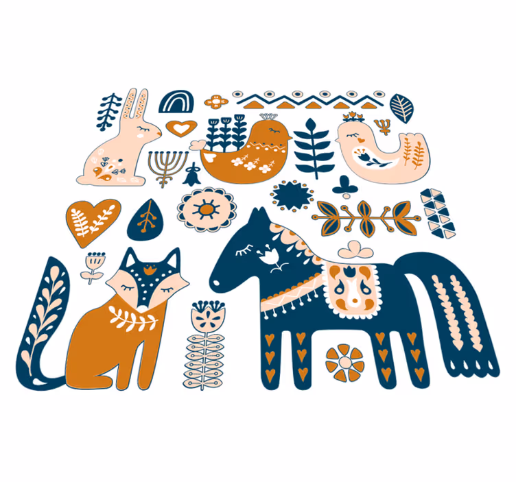 Dieren vinyl tapijt met kleurrijke dierenillustraties - TenStickers