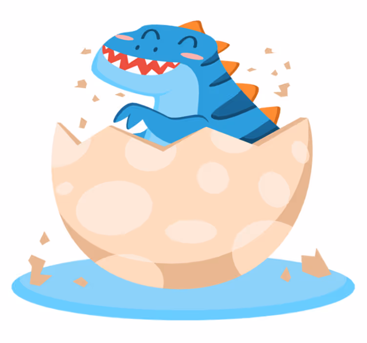 Dieren vinyl tapijt gelukkige uitkomende dinosaurus - TenStickers