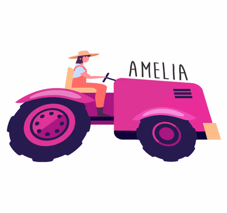 Dieren vinyl tapijt gepersonaliseerd tractor avontuur - TenStickers