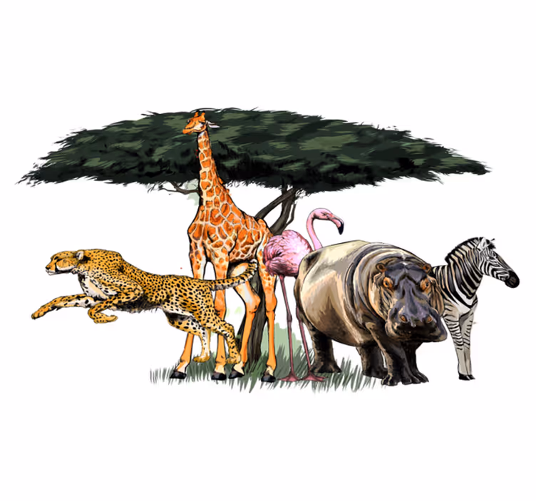 Dieren vinyl tapijt giraffe familie safari - TenStickers