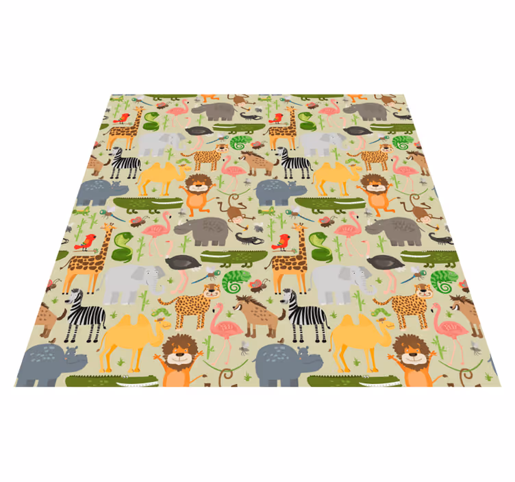 Dieren vinyl tapijt met levendig dierenmotief - TenStickers