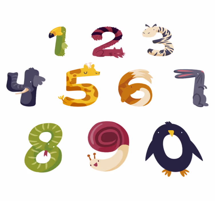 Dieren vinyl tapijt met cijfers en dieren - TenStickers