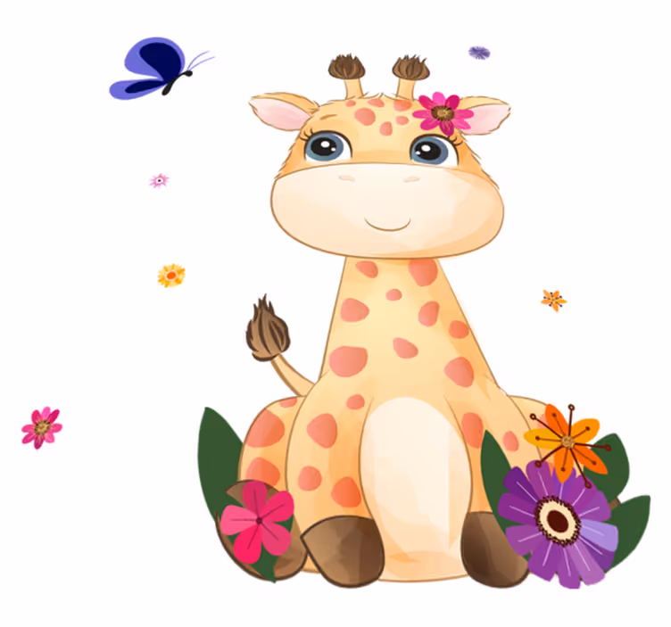 Dieren vinyl tapijt wild afrika voor kinderen giraffe meisje - TenStickers